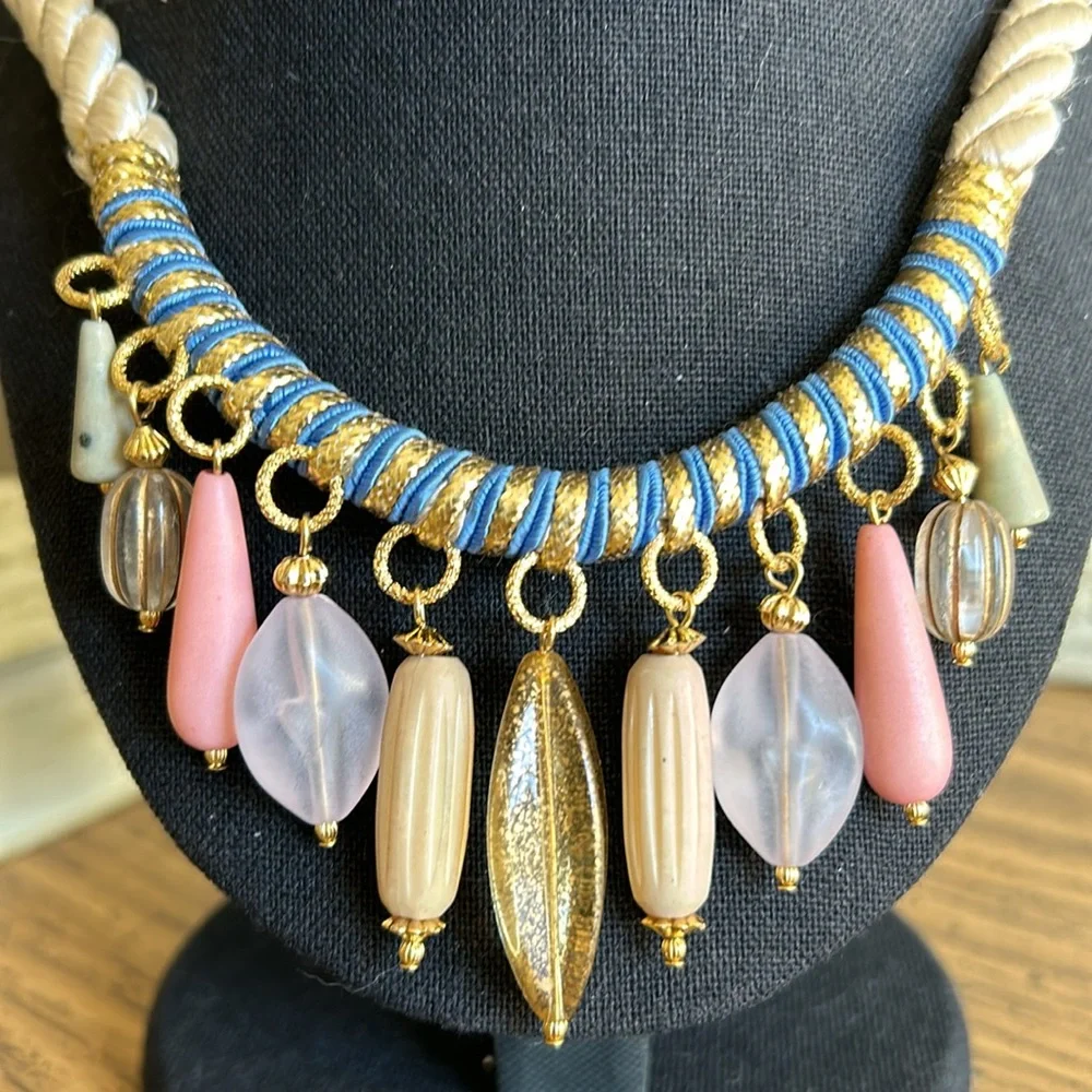 Vintage Egyptian Look Rope Charm Necklace - Picture 7 of 13